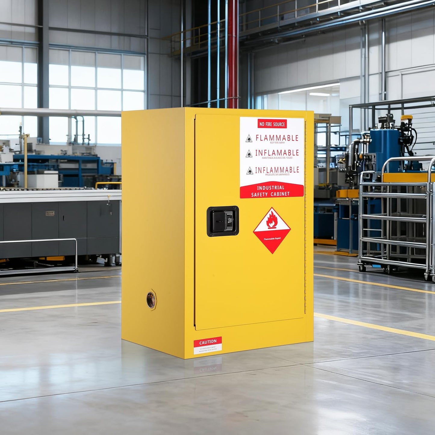 Fire Resistant Flammable Storage Cabinet,Heavy Duty Hazardous Liquid Safety Cabinet with Adjustable Shelf, Cold-Rolled Steel Construction, Spill Containment Tray, Ventilation Holes & Grounding