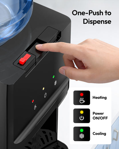 Euhomy Top Load Water Dispenser for 3 or 5 Gallon Bottles, Countertop Water Cooler with 3 Temperatures, Hot & Cold Water with Child Safety Lock, for Home, Office, Kitchen
