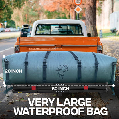 Extra Large Waterproof Duffel Bag - Heavy Duty Fishing Gear Bag - Outdoor Travel, Camping, Kayaking, Gym Bag with Reinforced Straps & Anti-Slip Base (60"L x20"H x25"W)