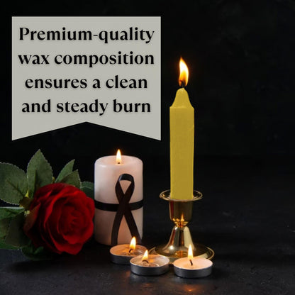 Vrinda® Set of 20-4" Mini Chime Ritual Spell Unscented Taper Candles – Ideal for Chime/Altar/Spell Work (Yellow)