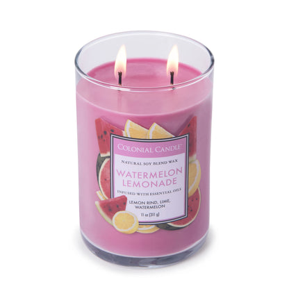 Colonial Candle Watermelon Lemonade Scented Jar Candle, Classic Cylinders Collection, 2 Wick, Red, 11 oz - Up to 80 Hours Burn