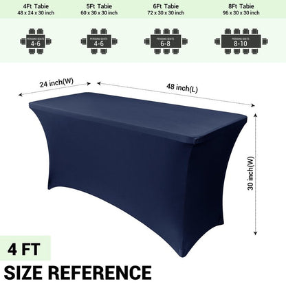 Obstal 5ft Stretch Spandex Table Cover for Standard Folding Tables - Universal Rectangular Fitted Tablecloth Protector for Wedding, Banquet and Party