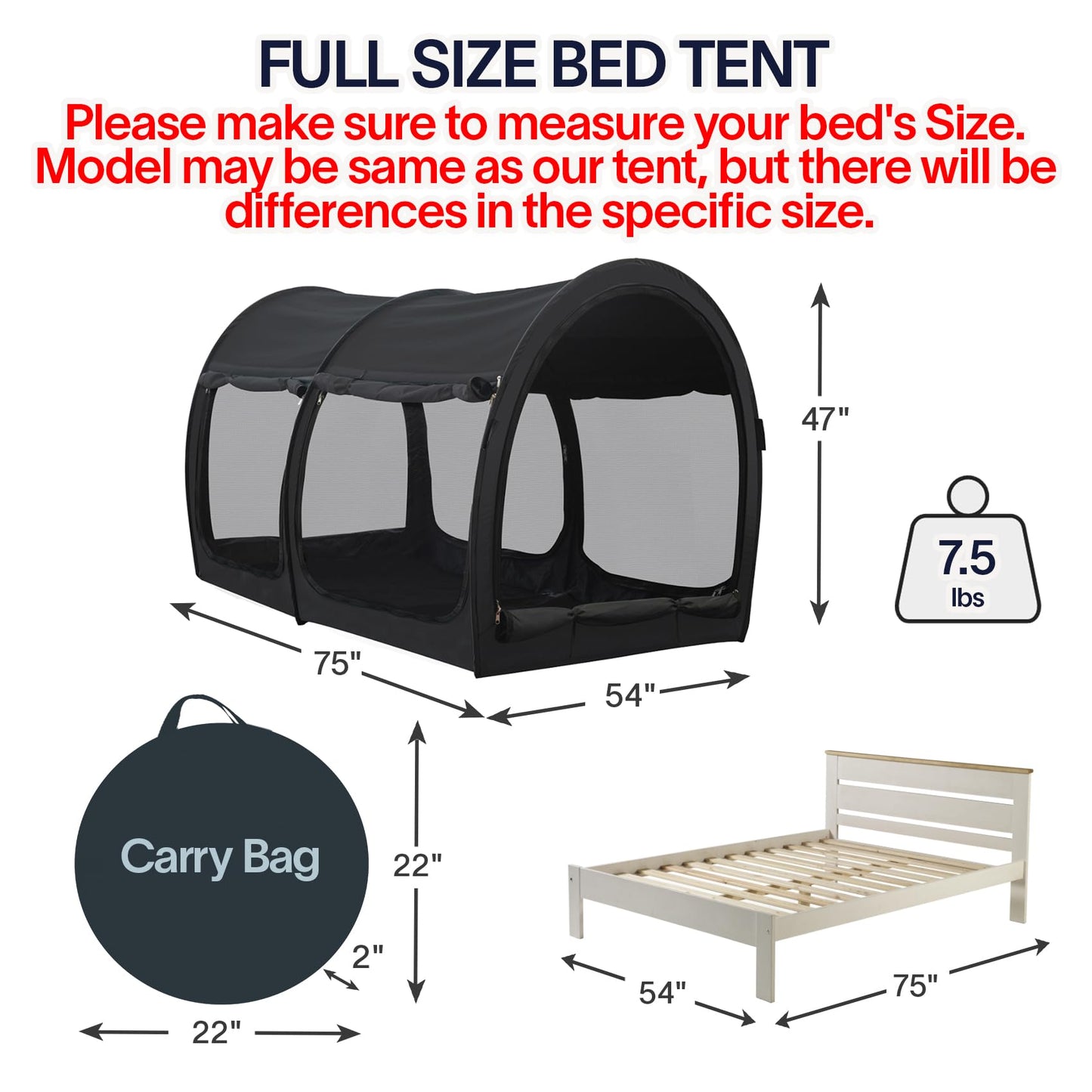 LEEDOR® Bed Canopy Bed Tents Dream Tents Privacy Space,Sleeping Tents Indoor Pop Up Portable Frame,Mosquito Net Curtains Breathable Reducing Light & Air Ventilation 2-in-1 New Version Full