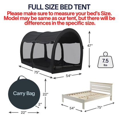 LEEDOR® Bed Canopy Bed Tents Dream Tents Privacy Space,Sleeping Tents Indoor Pop Up Portable Frame,Mosquito Net Curtains Breathable Reducing Light & Air Ventilation 2-in-1 New Version Full