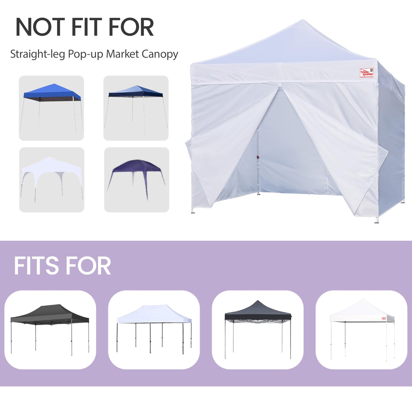 Tradesparker 10x20 Pop up Canopy Sidewall Kit Only, 3 Sidewalls & 1 Doorwall Removable Zipper End Fit for Commercial Instant Tent Canopies,NOT Excluding Top and Frame,Red