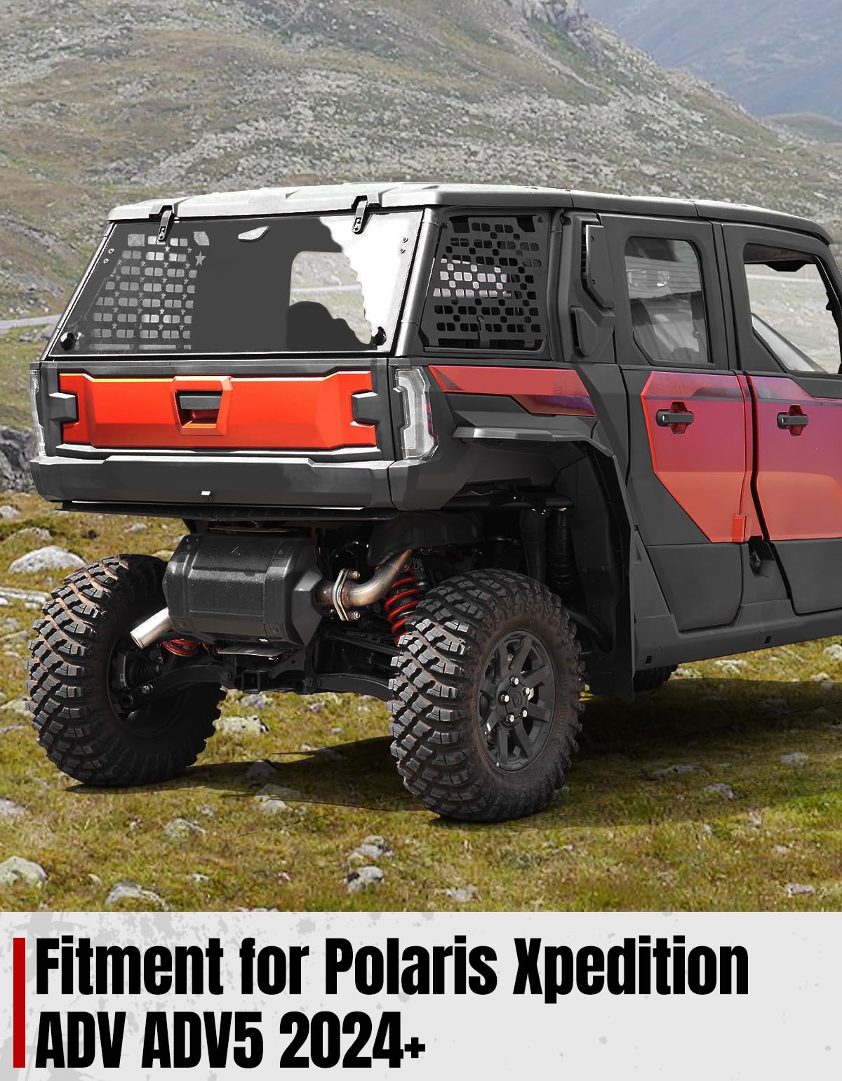 A & UTV PRO Rear Window Molle Panels for Polaris Xpedition ADV/ADV 5 2024+, Aluminum Back Window Protection Compatible with Xpedition Ultimate/NorthStar/Premium Expedition Accessories (One Pair)