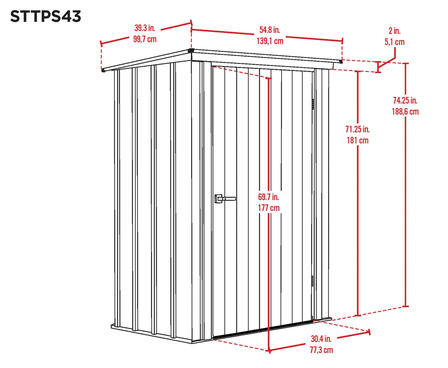Scotts 4' x 3' x 6' Garden Storage Cabinet, Compact Outdoor Lockable Metal Shed Kit for Backyard, Patio, and Lawn