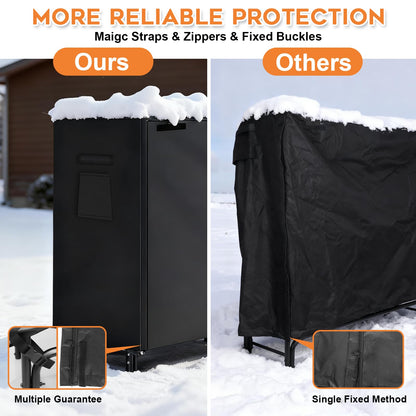 Gtongoko 8FT Firewood Rack Outdoor with Cover, Heavy Duty Wood Storage Racks with 600D Oxford Weather Resistant Waterproof Fabric Cover, Outdoor Firewood Holder