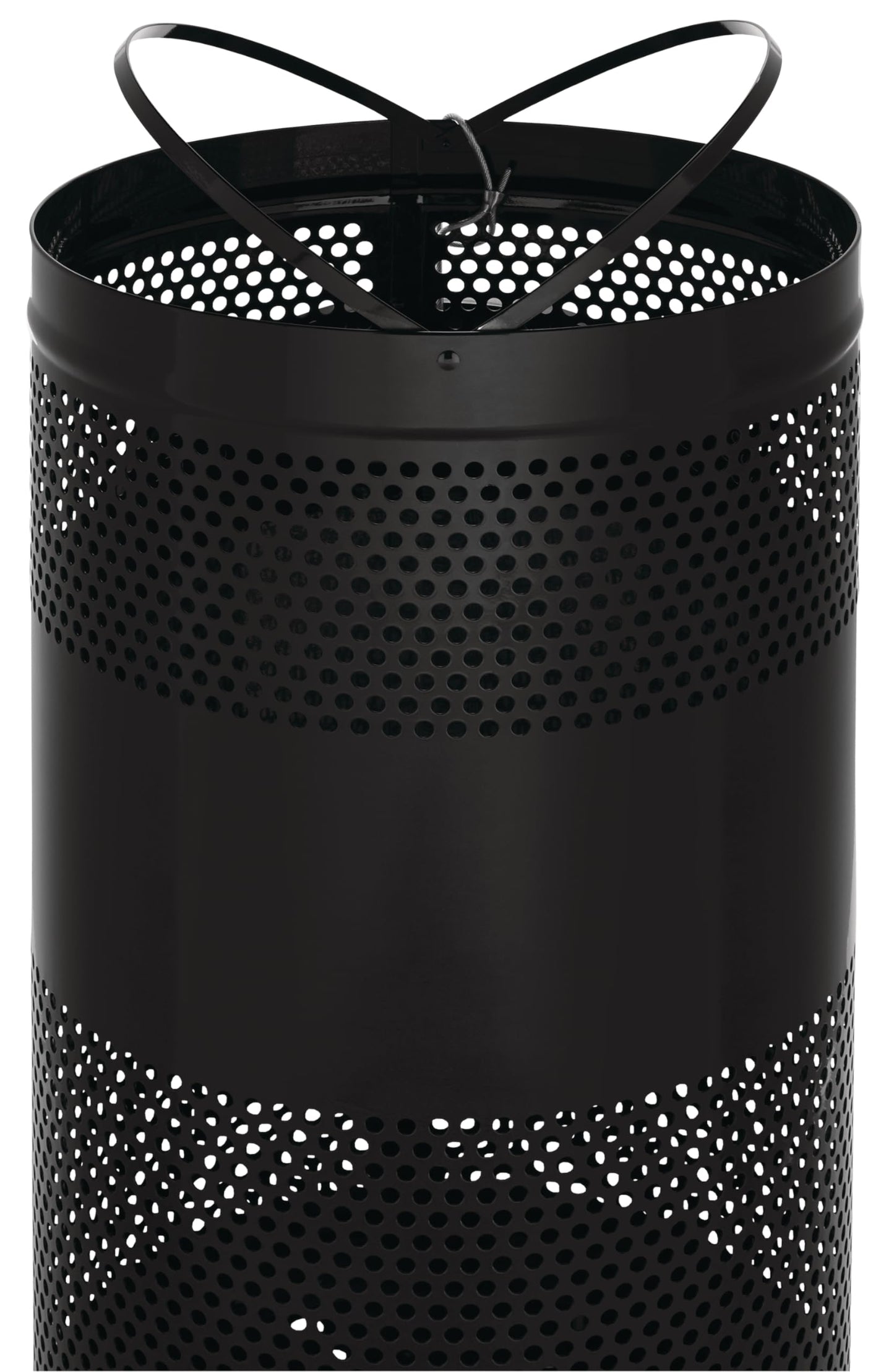 Rubbermaid Commercial Products Perforated Steel Trash Can, 25-Gallon, Black, Hands-Free Indoor/Outdoor Garbage Bin for Mall/Stadium/Office/Lobby/Restaurant