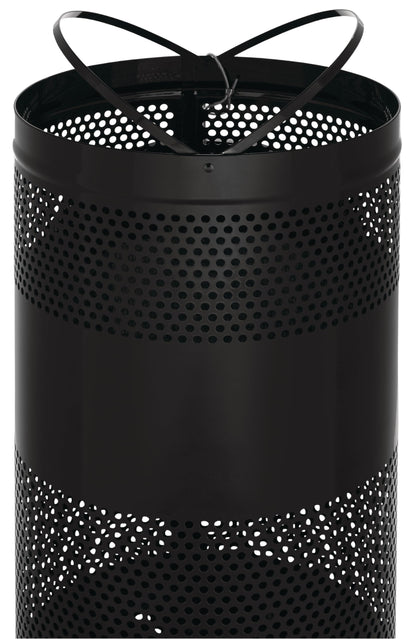 Rubbermaid Commercial Products Perforated Steel Trash Can, 25-Gallon, Black, Hands-Free Indoor/Outdoor Garbage Bin for Mall/Stadium/Office/Lobby/Restaurant