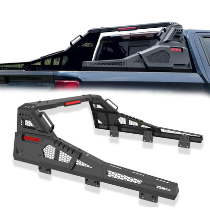 Roll Bar for Truck - Universal Truck Rack & Chase Rack with Third Brake Light Combo, Adjustable Truck Bed Roll Bar for Mid Size Pickup Trucks, No Drilling
