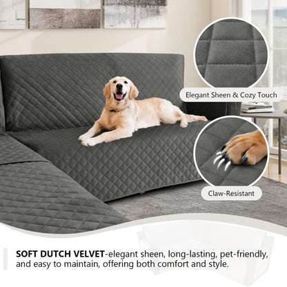 ROFASVCO U Shaped Sectional Couch Covers for L Shaped Corner Sofa Waterproof 6 Piece Washable Sectional Sofa Cover Non Slip Velvet Couch Slipcover Protector for Dogs Pets (Large, Dark Gray)