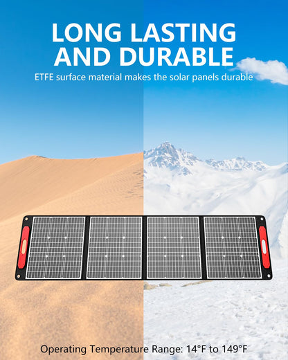 ELECAENTA 200W Portable Solar Panel for Jackery/EF Ecoflow/Bluetti/Anker Power Station, 25% Conversion, Ultra Lightweight, Flexible & Foldable Solar Charger for Outdoors RVs Camping Off Grid