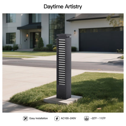MVBT Outdoor Pathway Lights, 27.6" AC 100-240V Bollard Lights, IP65 Waterproof Path Light, 3000K LED Bollard Landscape Lighting, Modern Commercial Curb Appeal Light for Garden Driveway Sidewalk Lawn
