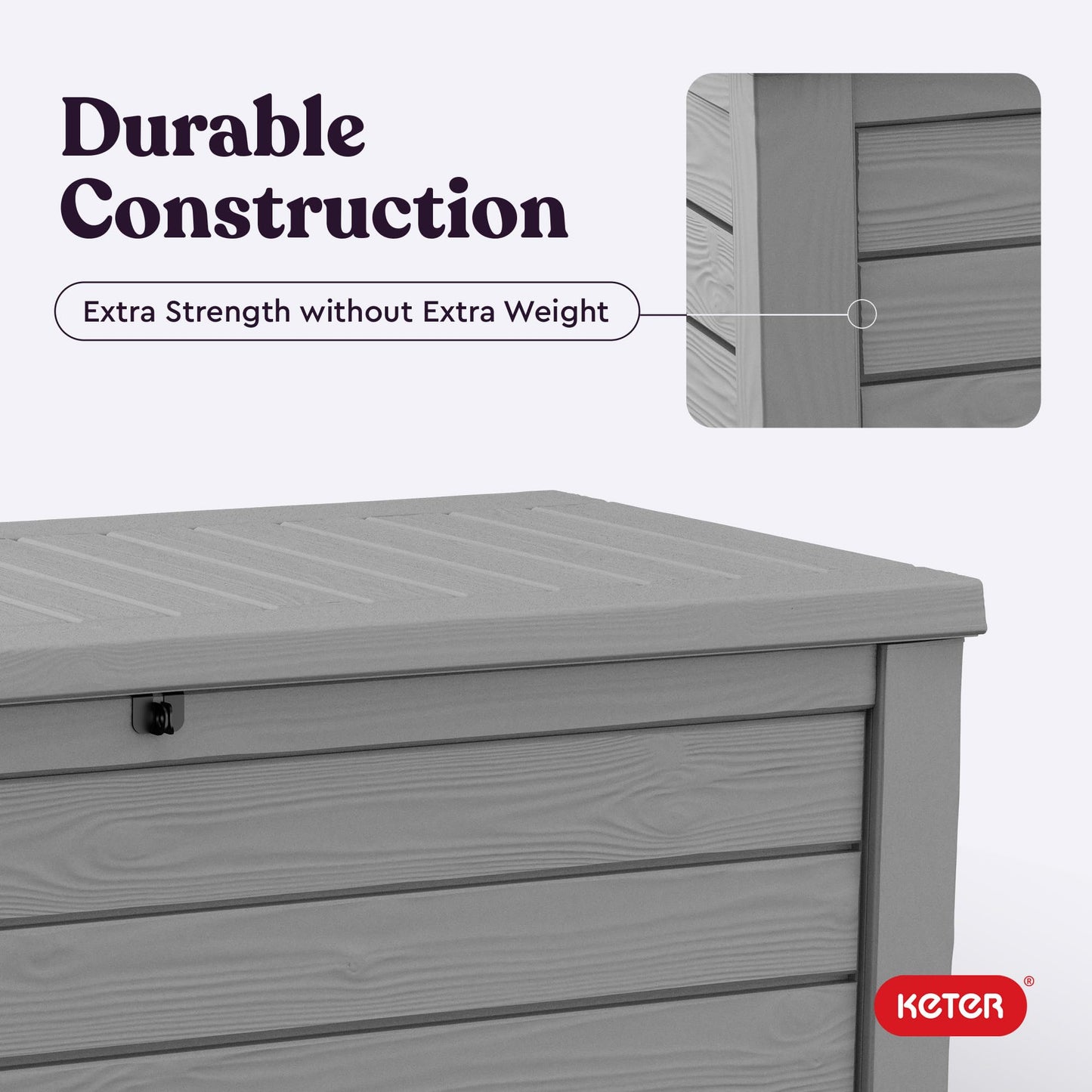 Keter Westwood 150 Gallon Resin Large Outdoor Storage Box for Patio Furniture, Outdoor Cushions, Garden Tools and Pool Floats, Light Grey