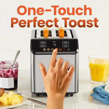 Chefman Smart Touch 2-Slice Digital Toaster - Touchscreen Controls, 6 Shade Settings, Extra-Wide Slots for Thick Breads - Stainless Steel