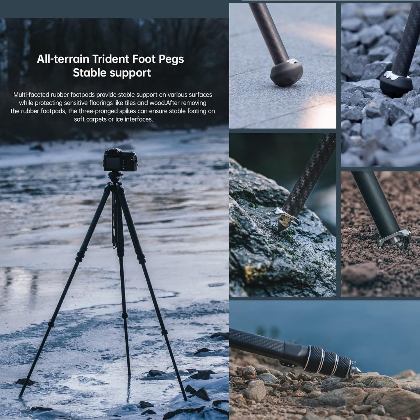Falcam TreeRoot F38 Pro Carbon Fiber Tripod, 61" Quick Lock Travel Tripod with 360° Ball Head, 5kg Load, F22 Interfaces, 1/4" Screw, Carry Strap Holes for DSLR, Mirrorless, and Video Cameras
