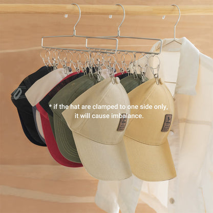 Mkono Hat Organizer Hanger for Closet Set of 3 Baseball Hat Organizer with 30 Stainless Steel Clips Hat Hook Rack for Baseball Caps, Silver Hat Holder for Closet Organizer, Fits All Caps, 3 Pieces
