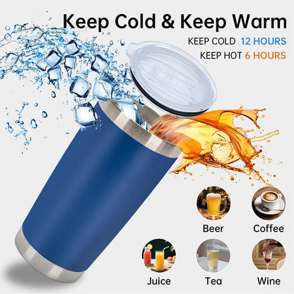 IEOVIEE 32 Pack, 20oz Stainless Steel Bulk Tumblers with Lids and Straws, Double Wall Insulated Travel Coffee Mug, Durable Powder Coated Tumbler Bulk Cup for Cold and Hot Drinks(Dark Blue)