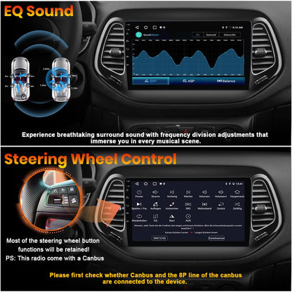 AWESAFE Android 13 Car Stereo for Jeep Compass 2017 2018 2019 2020, 10" Touchscreen Radio for Jeep Compass with Wireless CarPlay&Android Auto, GPS Navigation WiFi AM FM - 2GB+64GB