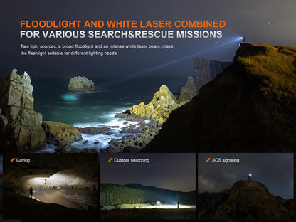 Fenix LR36R 10,000 Lumen Super Bright LED and LEP Flashlight with 1377 Yards Long Throw, USB-C Rechargeable and 2X Lumentac Organizers for Search and Rescue