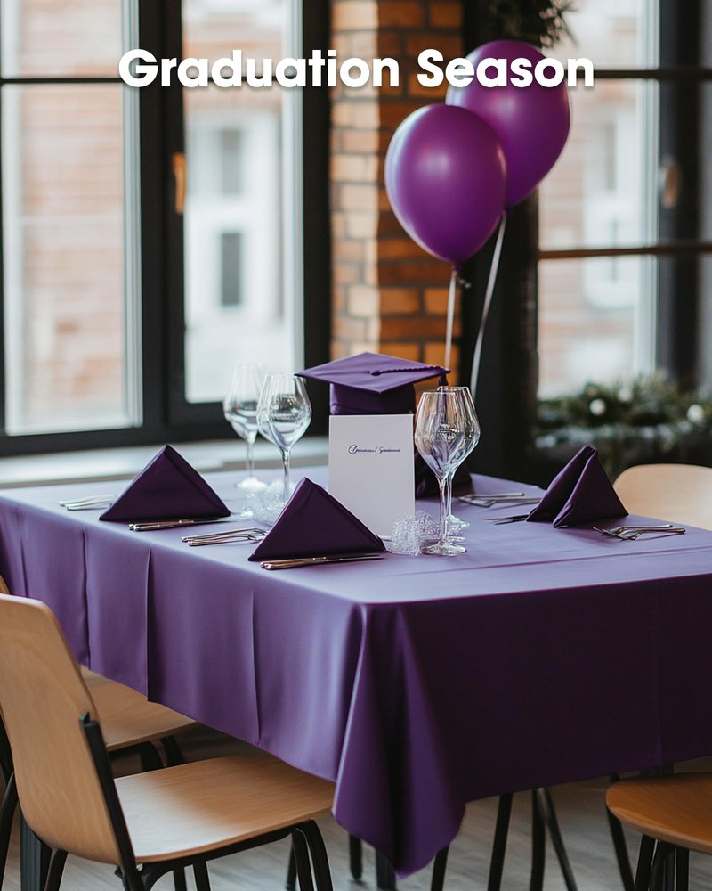 Pureegg Plastic Table Cloth Disposable 20 Pack, 54 x 108 Inch Table Cloths, Graduation Decorations Class of 2025, Graduation Party Tablecloths, Rectangle, Plastic Cover, Leakproof & Sturdy, Purple