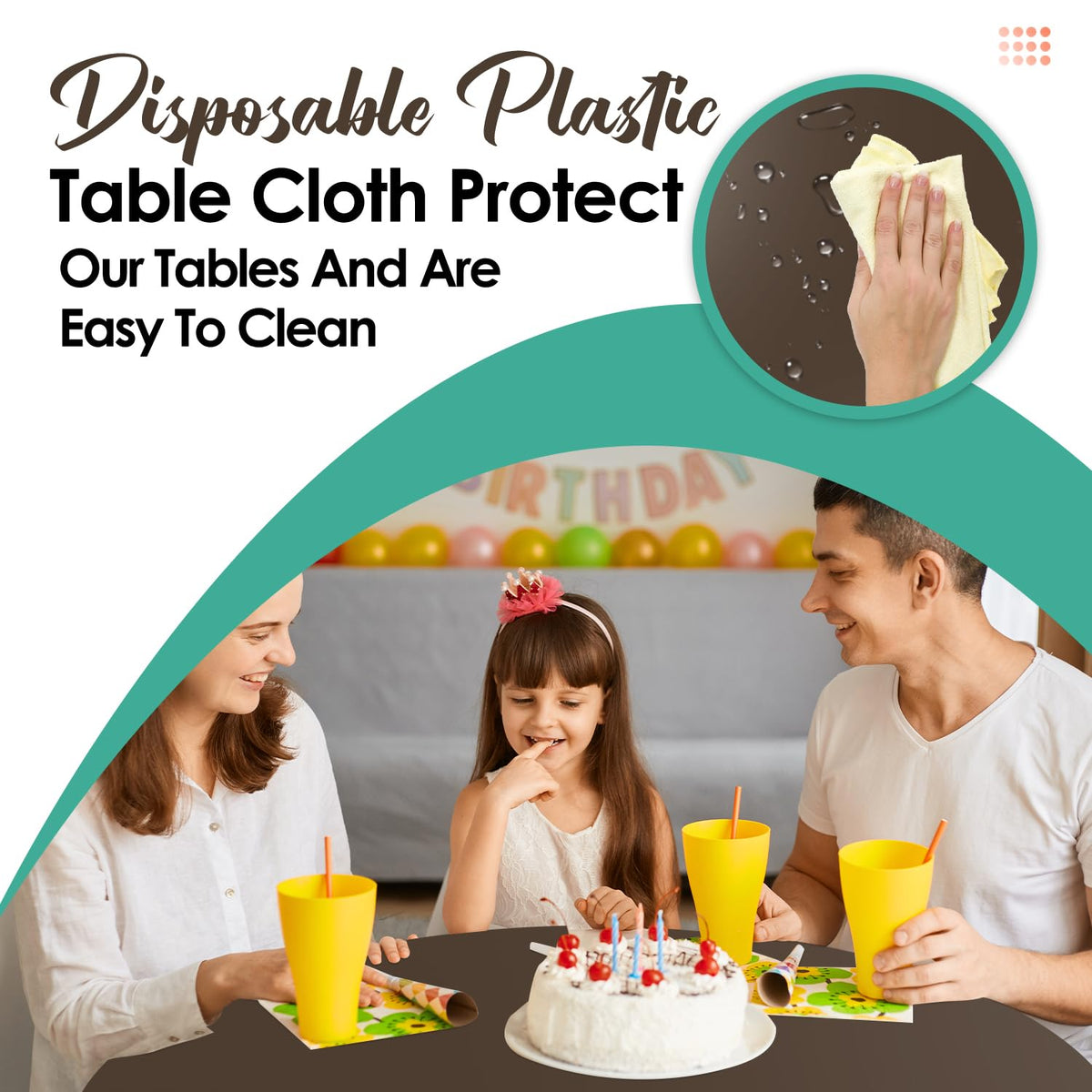 Kongdaoth Brown 12 Pack Plastic Tablecloths 84" Disposable Round Table Cloth Plastic Table Cover for Party Disposable Tablecloths