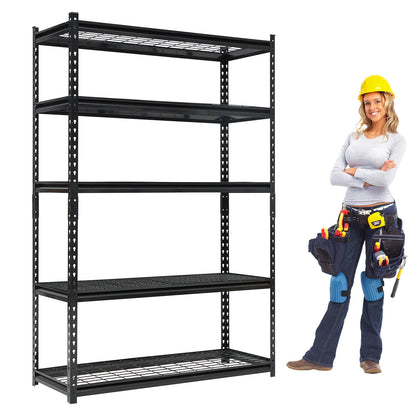 GlowSol 5 Tiers Adjustable Metal Shelf, 2200LBS Heavy Duty Storage Shelving Rack, Freestanding Utility Metal Storage Shelves for Garage, Warehouse, Industry and Basement, 48 in l x 18" w x 73" h