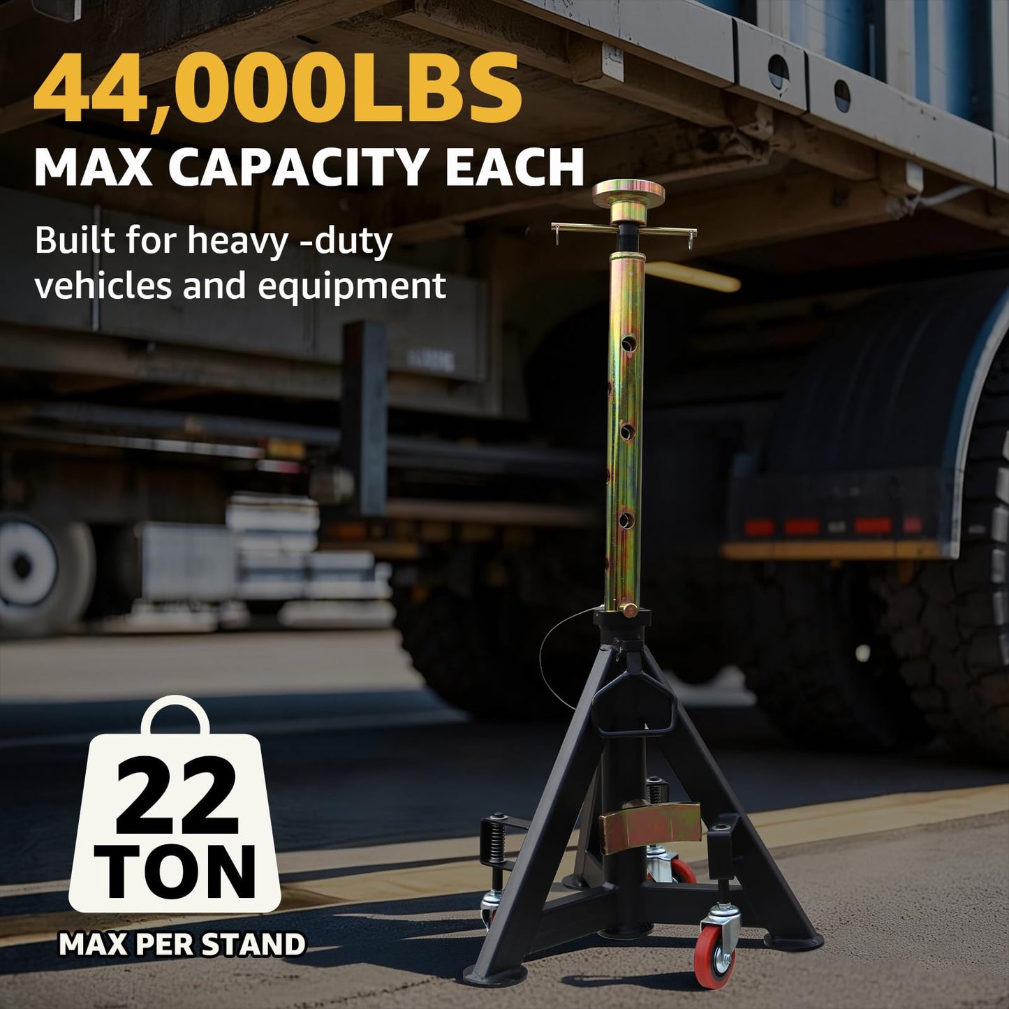 BESTOOL 16 Ton Heavy Duty Jack Stands Pair – 35,000 lbs Rated Capacity, Adjustable 26" to 40.9", Rolling Design for Trucks, Trailers, Tractors & Heavy Equipment