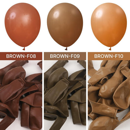 PartyWoo Brown Balloons 101pcs 12 Inch Boho Neutral Coffee Tan Fall Latex Helium Balloons for Wedding Baby Shower Gender Reveal Graduation Safari Woodland Birthday Fall Party Decorations Brown-F09