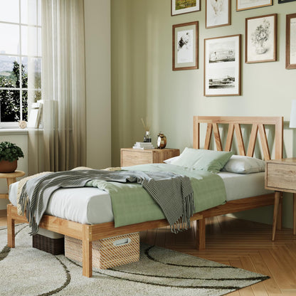 Novilla Twin Bed Frames Wood Twin Size Bed Frame with 8.5 Inch Space Underneath, BedFrame with Headboard Solid Wood Bed Frame Foundation No Box Spring Needed, Easy Assembly