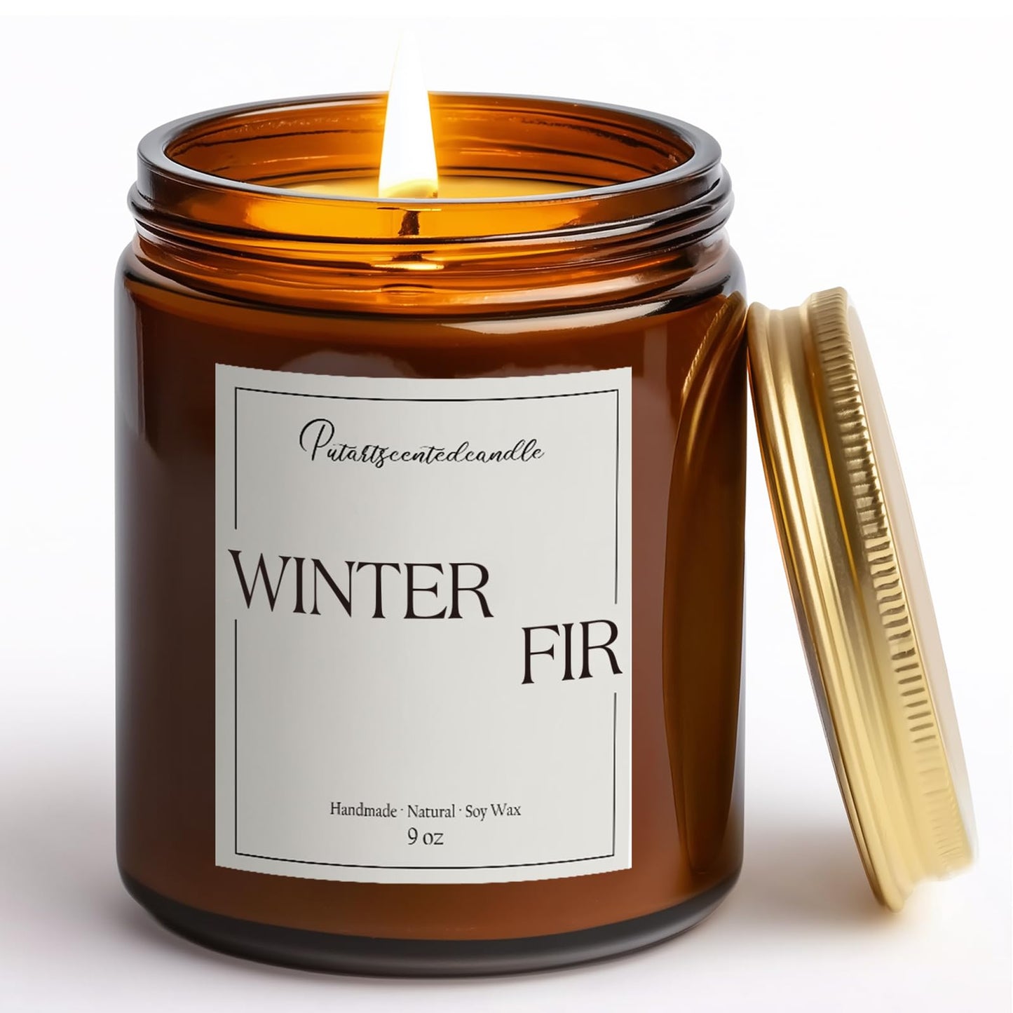 Putart Fir Scented Candles for Home, Natural Soy Wax Aromatherapy Non Toxic Winter Fir Candle Gifts for Women Men, Home Fragrance Decoration Glass Jar Candle for Meditation and Relaxation (9oz)