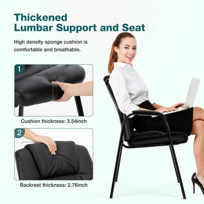 OLIXIS Waiting Room Chairs Set of 4, Leather Office Desk Reception Guest Stationary Side Chair with Padded Arms for Home Conference Lobby Area Meeting Church Medical Clinic Elderly Student