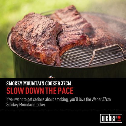 Weber Smokey Mountain Cooker 14-Inch Charcoal Smoker – Outdoor BBQ Smoker with Dual Cooking Grates, Porcelain‑Enameled Kettle & Temperature Control Dampers