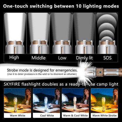 SKYFIRE 2503 LED Rechargeable Flashlights with Lightsaber, 3000 High Lumens Waterproof Zoomable Powerful Bright Flash Light for Home, Outdoor, Flash Saber Fans and Night Adventures with Ignition Lens