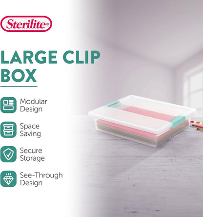 Sterilite 24-Pack Clip Box | Stackable Clear Plastic Bins with Latching Lids for Organized Storage