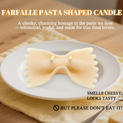 CabyGift Cute Farfalle Pasta Candle – Fathers Day Gift for Dad, Vanilla Scented Soy Candles for Kitchen & Home Decor, Fun Italian-Themed Novelty Gift for Birthday, Housewarming & Christmas (Farfalle)