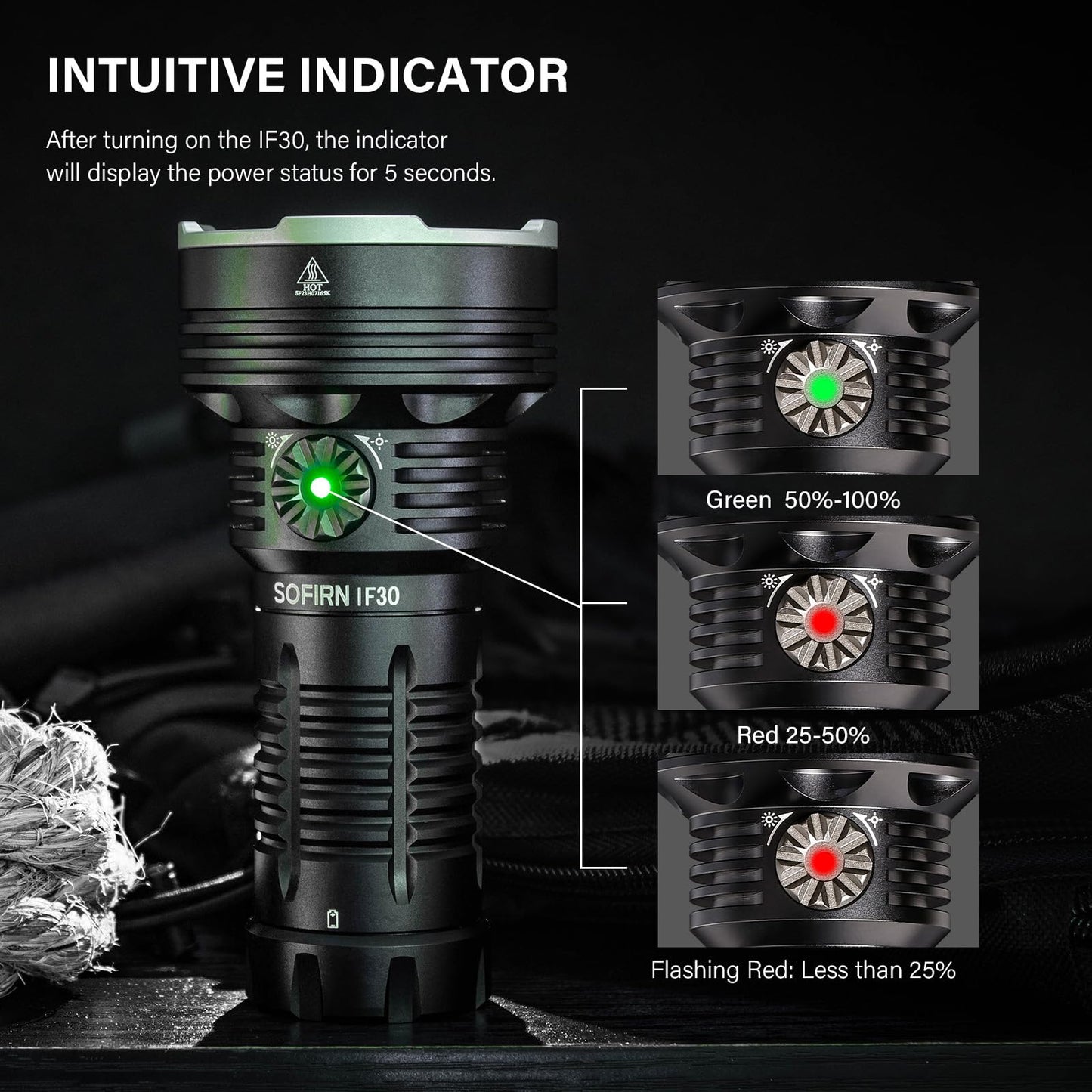 sofirn IF30 Flashlight High Lumens, 12000 Lumens Ultra Bright Flashlight with 685 Meters Beam Distance Spotlight, Rechargeable Flashlight USB C, LED Flashlight Waterproof for Hunting, Searching