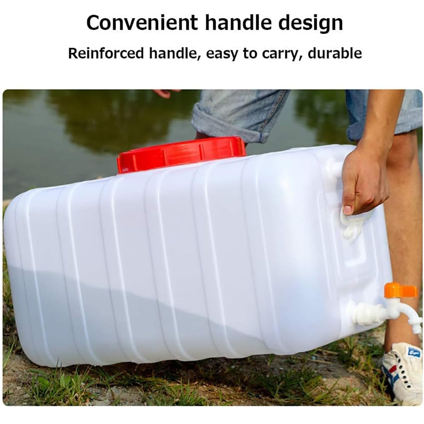 20 Gallon Portable Water Tank with Spigot&Hose, Water Storage Container for Camping, RV, Truck, Emergency Preparedness（Thickening）