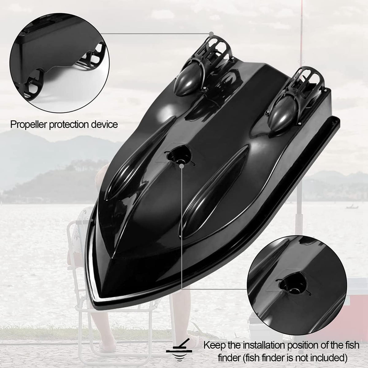 Bait Boat for Fishing RC Fishing Bait Boat for Carp Fishing - 546Yards Remote Control with 3.3lbs Loading (Grey)