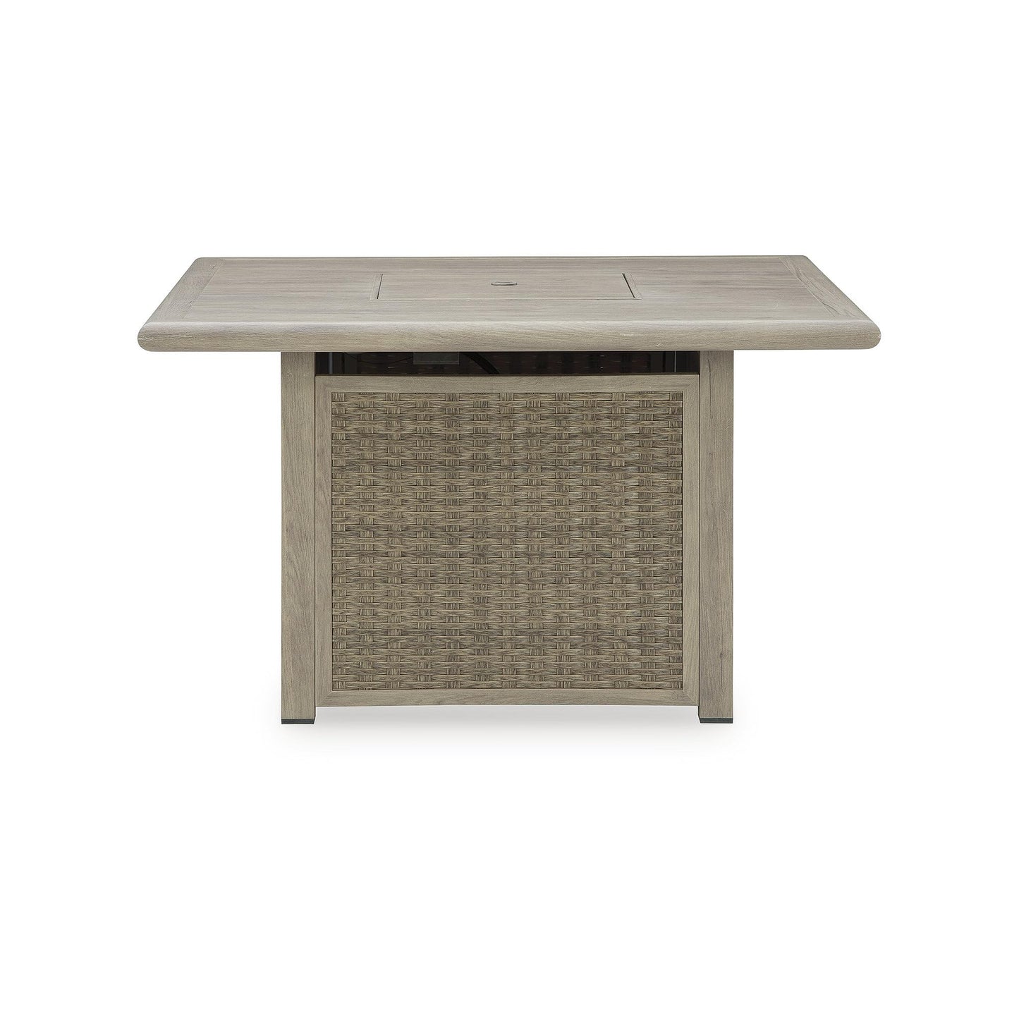 Signature Design by Ashley Haven Retreat Casual Weather Resistant Outdoor Fire Pit Table with 50,000 BTU Burner, Beige