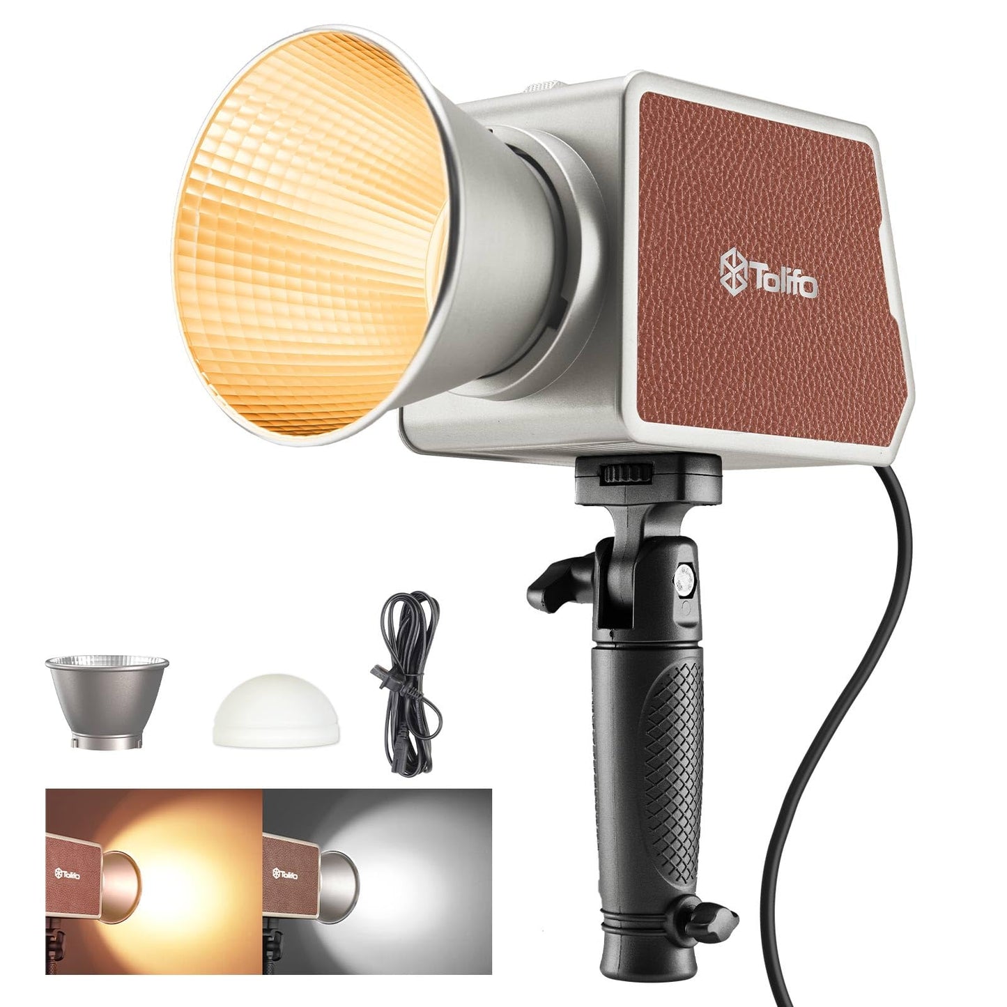 Tolifo 200W Bi-Color Handheld Spotlight Silent COB LED Video Light Kit, 2700K-6500K CRI97+/TLCI98+/12 Effects/APP Control, 360° Fill Lights for Photography/Studio/YouTube/TikTok/Live Streaming