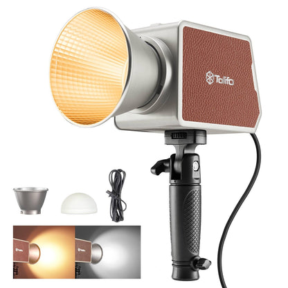 Tolifo 200W Bi-Color Handheld Spotlight Silent COB LED Video Light Kit, 2700K-6500K CRI97+/TLCI98+/12 Effects/APP Control, 360° Fill Lights for Photography/Studio/YouTube/TikTok/Live Streaming