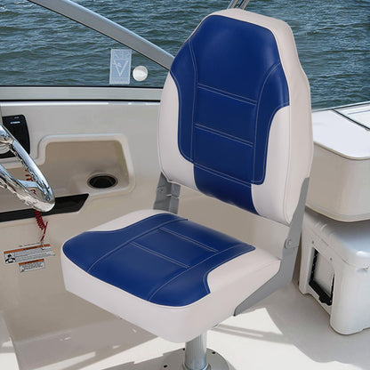 GarveeLife 2 Pack Boat Seats, High Back Folding Boat Seats - Fishing Boat Chairs With Thick Sponge Padding, Stainless Steel Screws & Fold-Down Design for Speedboat, Canoe, Sightseeing Boats