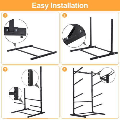 Oxphanor Kayak Storage Rack 4 Kayaks, Adjustable Freestanding Kayak and SUP Stand, Weatherproof and Heavy Duty Surfboard Storage Rack, Hold up Kayaks, SUPs, Paddleboards, Canoes