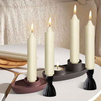 NJAO HOO Ivory Short Taper Candle 7 Inch Candlesticks Unscented Dripless Tapered Candle Set for Home Decor Wedding Party Dinner Candles, 4 Pack