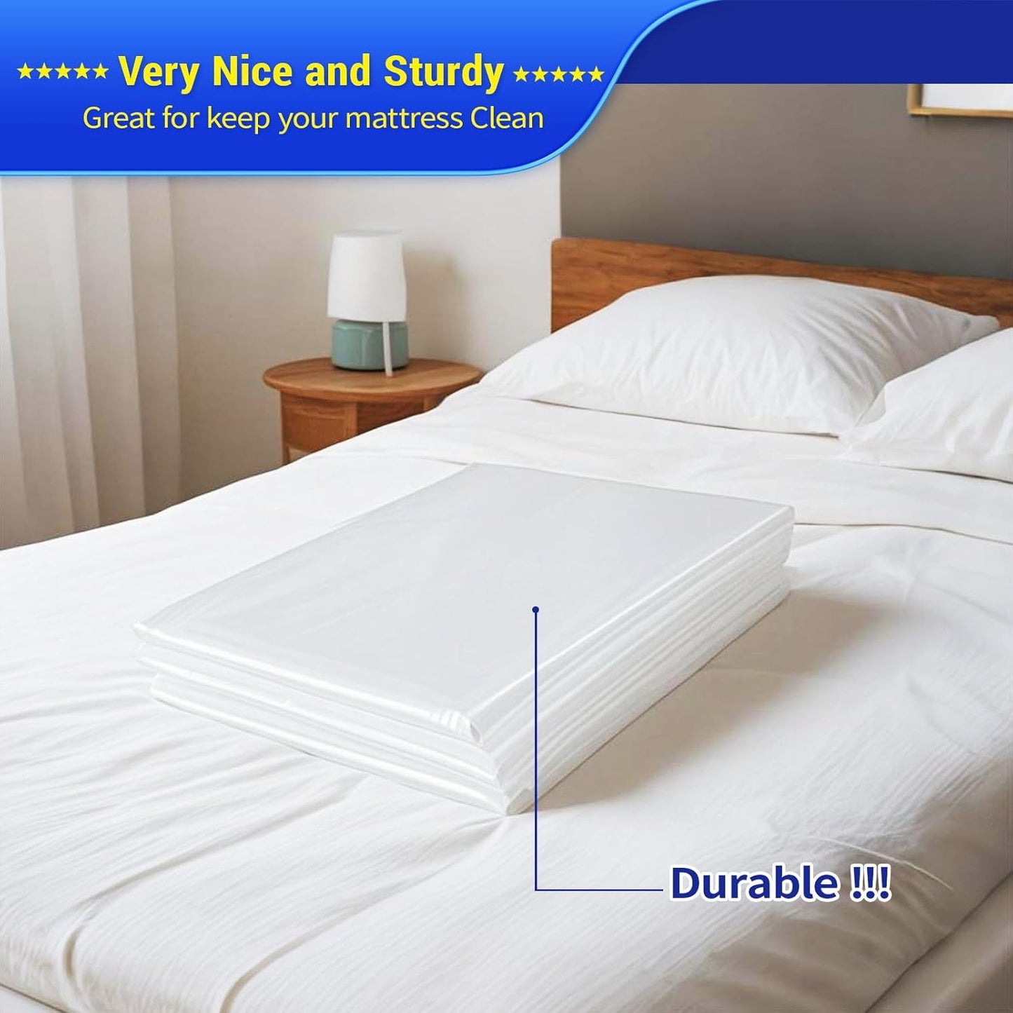 Queen Size Mattress Bag - Heavy-Duty Plastic Protector for Moving | 1PK Mattress Cover