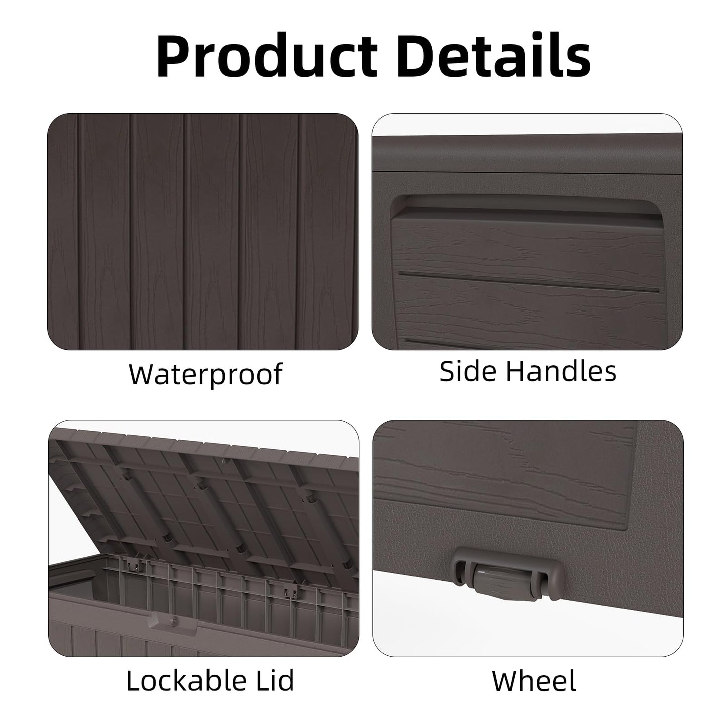 Pareschi 71 Gallon Resin Deck Box，Outdoor Storage Box, Waterproof Lockable Large Storage Bench for Patio Furniture, Pool Accessories & Garden Tools, Brown