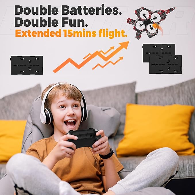 BEZGAR RC Plane Foam Remote Control Airplane Drone for Kids RC Aircraft for Boys and Girls Fighter Jet Helicopter with LED Lights Altitude Hold 360° Flip Stunt Rotation Toy Airplane Red