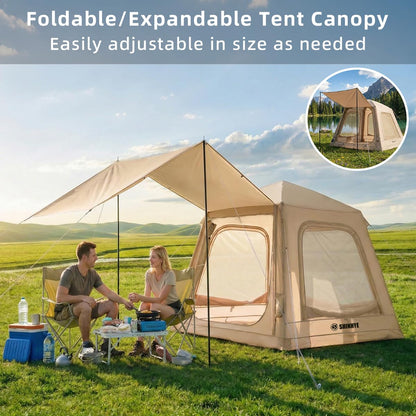 ShinHye Inflatable Tents for Camping - Blow up Tent with Awning and Pump, Easy Setup 4 Season Waterproof 420D Oxford Glamping Air Tents for Camping Adult 2/3/4 Person